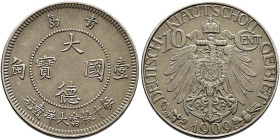 CHINA. Kiautschou Bay Leased Territory, 1898-1914. 10 Cents 1909 (Copper-Nickel, 21 mm, 4.00 g, 12 h), Berlin. Chinese inscription. Rev. DEUTSCH-KIAUT...