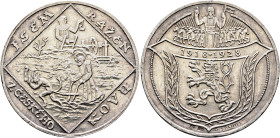 CZECHOSLOVAKIA, Republic. 1918-1992. Medal 1928 (Silver, 34 mm, 20.00 g, 12 h), on the 10th anniversary of the Republic, Kremnica. St. Procopius lets ...