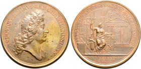 FRANCE, Royal. Louis XIV le Roi Soleil (the Sun King), 1643–1715. Medal 1684 (Bronze, 73 mm, 159.80 g, 12 h), on the struggle between the Catholics an...