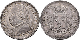 FRANCE, Royal (Restored). Louis XVIII, 1814-1824. 5 Francs 1814 I (Silver, 37 mm, 25.00 g, 6 h), Limoges. LOUIS XVIII ROI DE FRANCE Clothed bust of Lo...