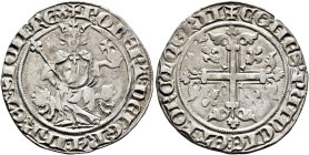 FRANCE, Provincial. Provence. Robert d'Anjou, 1309-1343. Carlino (Silver, 24 mm, 4.00 g, 12 h). ✠ ROBERT DEI GRA IERL ET SICIL REX Robert of Anjou, cr...