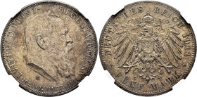 GERMANY. Bayern. Luitpold. Prince Regent, 1886-1912. 5 Mark 1911 (Silver, 38 mm, 27.78 g, 12 h), on his 90th birthday on 12 March, München. LVITPOLD P...