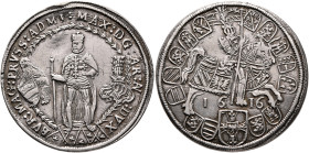 GERMANY. Deutscher Orden. Maximilian I, Erzherzog von Österreich, 1590-1618. Halbtaler 1616 (Silver, 35 mm, 14.22 g, 12 h), Hall. ✠MAX D G AR AV DVX B...