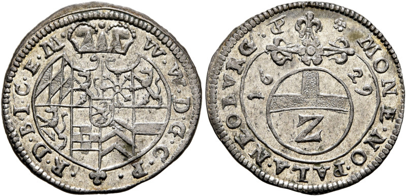 GERMANY. Pfalz-Neuburg. Wolfgang Wilhelm, 1614-1653. Halbbatzen 1629 (Silver, 18...