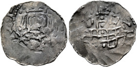 GERMANY. Regensburg (königliche Münzstätte). Heinrich IV, 1056-1105. Pfennig (Silver, 21 mm, 1.56 g, 12 h). Crowned and draped bust of Heinrich IV fac...