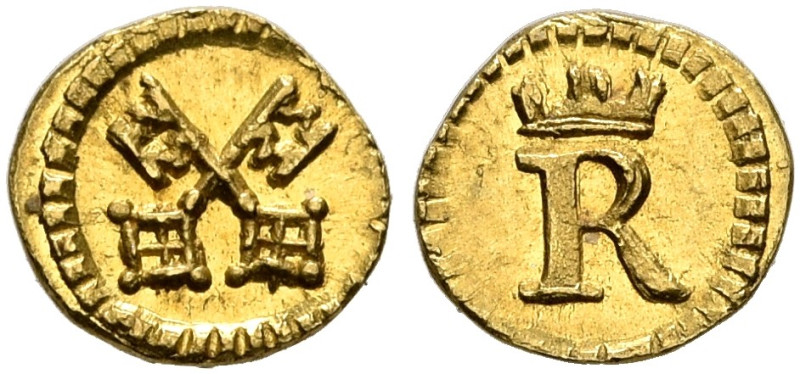 GERMANY. Regensburg (Stadt). 1/32 Dukat (Gold, 5 mm, 0.11 g, 6 h), no date (circ...