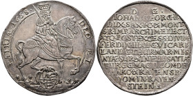 GERMANY. Sachsen-Albertinische Linie. Johann Georg II, 1656-1680. Taler 1658 (Silver, 44 mm, 29.16 g, 11 h), Dresden. DEO ET PATRIAE 1658 Johann Georg...