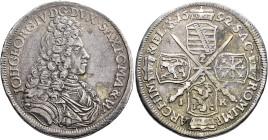GERMANY. Sachsen-Albertinische Linie. Johann Georg IV, 1691-1694. 2/3 Taler 1692 (Silver, 35 mm, 15.60 g), Leipzig. IOH GEORG IV D G DVX SAX I C M A &...