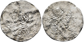 GERMANY. Speyer (königliche Münzstätte). Heinrich III, 1039-1056. Pfennig (Silver, 20 mm, 1.00 g). Nimbate bust of Virgin (orans) facing, raising both...
