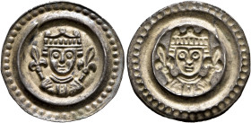 GERMANY. Ulm (Königliche Münzstätte). Circa 1270. Bracteate (Silver, 21 mm, 0.43 g). Crowned king's bust facing, holding two lis-tipped scepters. Rev....