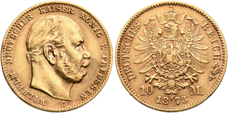 GERMANY. Kaiserreich. Wilhelm I, 1871-1888. 10 Mark 1873 (Gold, 20 mm, 3.94 g, 1...