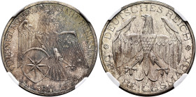 GERMANY. Weimarer Republik. 1918-1933. 3 Mark 1929 (Silver, 30 mm, 15.00 g, 12 h), unification of Waldeck and Preussen. VEREINIGUNG WALDECKS MIT PREUS...