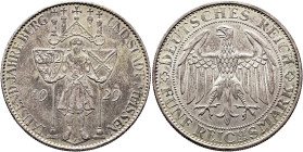 GERMANY. Weimarer Republik. 1918-1933. 5 Reichsmark 1929 (Silver, 36 mm, 24.90 g, 12 h), on the 1000th anniversary of the founding of Meissen. Dresden...