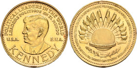 GERMANY. Bundesrepublik Deutschland. 1949-present. Medal (Gold, 21 mm, 6.03 g, 12 h), on J. F. Kennedy. Bust of J. F. Kennedy to left. Rev. Globe with...