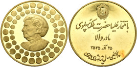 IRAN, Pahlavis. Muhammad Reza Shah, AH 1360-1398 / AD 1941-1979. Medal (Gold, 40 mm, 29.93 g, 12 h), Teheran, MS 2535 = CE 1976. Tadj ol-Molouk, the m...