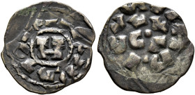 ITALY. Lucca. Henry III, IV or V, 1039-1125. Denaro (Silver, 16 mm, 1.00 g, 8 h). ✠ IMPERATOR around monogram. Rev. ✠ HENRICVS around LVCA around cent...