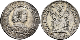 ITALY. Messerano. Ludovico II Fieschi, 1528-1532. Testone (Silver, 28 mm, 9.63 g, 9 h). ✠LVDOVI FLISC LAVANIE 7C DO (with abbreviation marks) Bust of ...