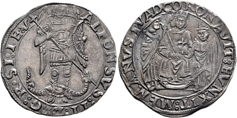 ITALY. Napoli (Regno). Alfonso II, 1494-1495. Coronato (Silver, 27 mm, 3.93 g, 8...