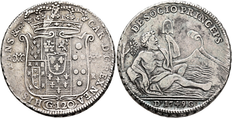ITALY. Napoli (Regno). Carlo VII di Borbone, 1734-1759. 120 Grana - Piastra 1748...