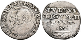 ITALY. Papal Coinage. Julius II, 1503-1513. 1/3 Giulio (Silver, 19 mm, 1.17 g, 6 h). •IVLIVS• / •LIGVR•II• / •PONT• / •M• in six lines with volute bel...