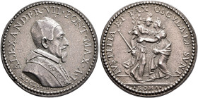 ITALY. Papal Coinage. Alexander VII, 1655-1667. Medal RY 1 = 1655 (Silver, 32 mm, 15.44 g, 12 h), by G. Morone. A later aftercast. ALEXANDER•VII•PONT•...
