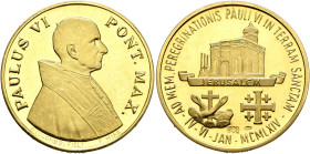 ITALY. Papal Coinage. Paul VI, 1963-1978. Medal 1964 (Gold, 25 mm, 9.89 g, 12 h), on his pilgrimage to Jerusalem. PAULUS VI - PONT. MAX. Draped bust o...