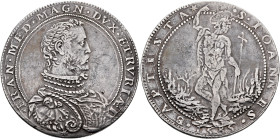 ITALY. Toscana (Granducato). Francesco I de Medici, 1574-1587. Piastra 1585 (Silver, 42 mm, 32.88 g, 6 h). FRAN MED MAGN DVX ETRVRIAE Cuirassed bust o...