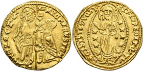 ITALY. Venezia (Venice). Michele Steno, 1400-1413. Ducato (Gold, 21 mm, 3.36 g, 11 h). MIChAEL•STEN / DVX / •S•M•VENETI St. Mark standing right, holdi...