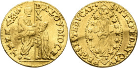 ITALY. Venezia (Venice). Alvise IV Giovanni Mocenigo, 1763-1779. Zecchino (Gold, 20 mm, 3.48 g, 10 h). ALOY•MOCE - •S•M•VENET St. Mark standing right,...