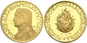 ITALY. Repubblica. 1946-present. Medal 1965 (Gold, 24 mm, 7.00 g, 12 h), on the 700th anniversary of the birth of Dante Alighieri. DANTE•ALIGHIERI•MCC...