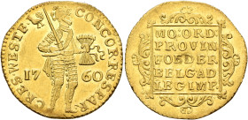 LOW COUNTRIES. Republiek der Zeven Verenigde Nederlanden (Dutch Republic). 1581-1795. Ducat 1760 (Gold, 22 mm, 3.46 g, 12 h), Westfriesland. CONCOR•RE...