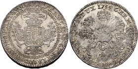 LOW COUNTRIES. Oostenrijkse Nederlanden (Austrian Netherlands). Frans I, 1745-1765. Kronentaler 1755 (Silver, 40 mm, 29.25 g, 6 h), Antwerpen. FRANCIS...