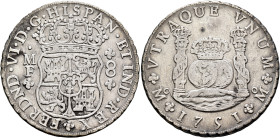 MEXICO, Colonial. Ferdinand VI, king of Spain, 1746-1759. 8 Reales 1751 (Silver, 39 mm, 27.00 g), Ciudad de México (Mexico City). FERDND•VI•D•G•HISPAN...