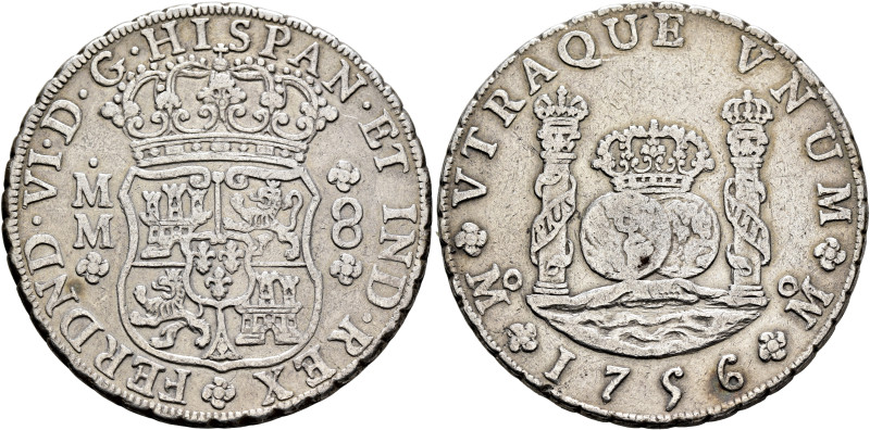 MEXICO, Colonial. Ferdinand VI, king of Spain, 1746-1759. 8 Reales 1756 (Silver,...