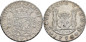 MEXICO, Colonial. Ferdinand VI, king of Spain, 1746-1759. 8 Reales 1756 (Silver, 38 mm, 26.77 g), Ciudad de México (Mexico City). FERDND•VI•D•G•HISPAN...