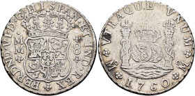 MEXICO, Colonial. Carlos III, king of Spain, 1759-1788. 8 Reales 1760 (Silver, 38 mm, 26.80 g), Ciudad de México (Mexico City). CAROLVS•III•D•G•HISPAN...