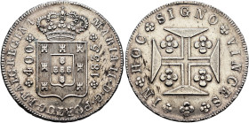 PORTUGAL, Kingdom. Maria II a Educadora (the Educator), 1834-1853. 400 Reis 1835 (Silver, 35 mm, 14.66 g, 12 h), Lisbon. MARIA II D G PORTUG ET ALG RE...