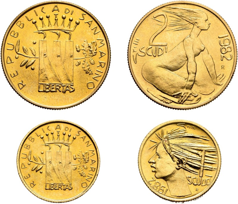 SAN MARINO. Repubblica, 301-present. Coin Set 1982 (Gold, 21 & 16 mm, 9.00 g, 6 ...