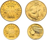 SAN MARINO. Repubblica, 301-present. Coin Set 1982 (Gold, 21 & 16 mm, 9.00 g, 6 h), 2 Scudi and 1 Scudo. Friedberg 26 & 27. In original presentation c...