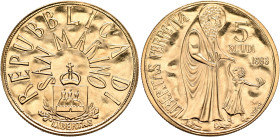 SAN MARINO. Repubblica, 301-present. 5 Scudi 1983 (Gold, 28 mm, 19.00 g, 6 h). REPVBBLICA DI / SAN MARINO Crowned coat of arms. Rev. LIBERTAS PERPETVA...