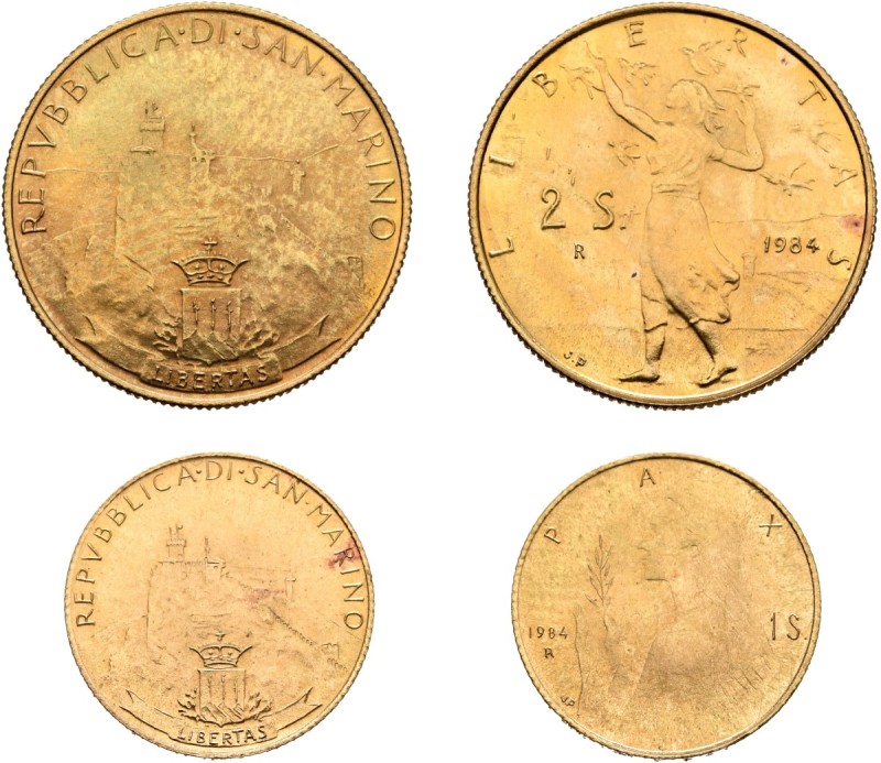 SAN MARINO. Repubblica, 301-present. Coin Set 1984 (Gold, 21 & 16 mm, 6.00 g, 6 ...