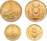 SAN MARINO. Repubblica, 301-present. Coin Set 1986 (Gold, 21 & 16 mm, 10.16 g, 6 h), 2 Scudi and 1 Scudo. Friedberg 38 & 39. In original presentation ...