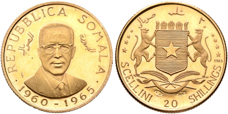 SOMALIA. Republic of Somalia. 1960-1969. 20 Shillings 1965 (Gold, 18 mm, 2.81 g,...