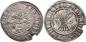 SPAIN, Castile & León. Fernando V & Isabel I (Los Reyes Católicos - the Catholic royals), 1474-1504. 1/2 Real (Silver, 22 mm, 1.50 g, 10 h), Toledo. ✠...