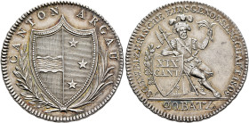 SWITZERLAND. Aargau, Kanton. 20 Batzen 1809 (Silver, 34 mm, 14.59 g, 6 h). CANTON ARGAU Coat of arms between laurel and palm branch. Rev. SCHWEIZERISC...