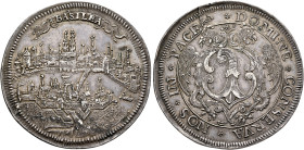 SWITZERLAND. Basel, Stadt. Taler (Silver, 43 mm, 28.35 g), no date (circa 1670). View of the city; above, BASILEA in decorated cartouche. Rev. DOMINE ...