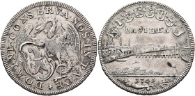 SWITZERLAND. Basel, Stadt. Halbtaler 1741 (Silver, 34 mm, 13.00 g, 12 h). BASILEA - 1741 View of Basel; above, coats of arms; in exergue, cornucopiae ...