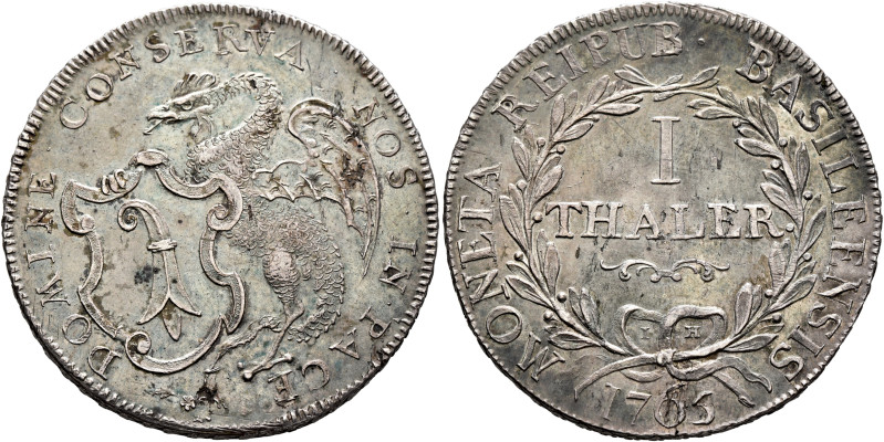 SWITZERLAND. Basel, Stadt. Taler 1765 (Silver, 38 mm, 23.26 g). DOMINE CONSERVA ...