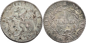 SWITZERLAND. Basel, Stadt. Taler 1765 (Silver, 38 mm, 23.26 g). DOMINE CONSERVA NOS IN PACE Basilisk standing left, holding coat of arms. Rev. MONETA ...