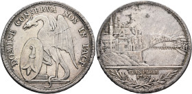 SWITZERLAND. Basel, Stadt. Taler 1793 (Silver, 43 mm, 25.85 g, 12 h). DOMINE CONSERVA NOS IN PACE Basilisk standing left, wings spread and holding coa...